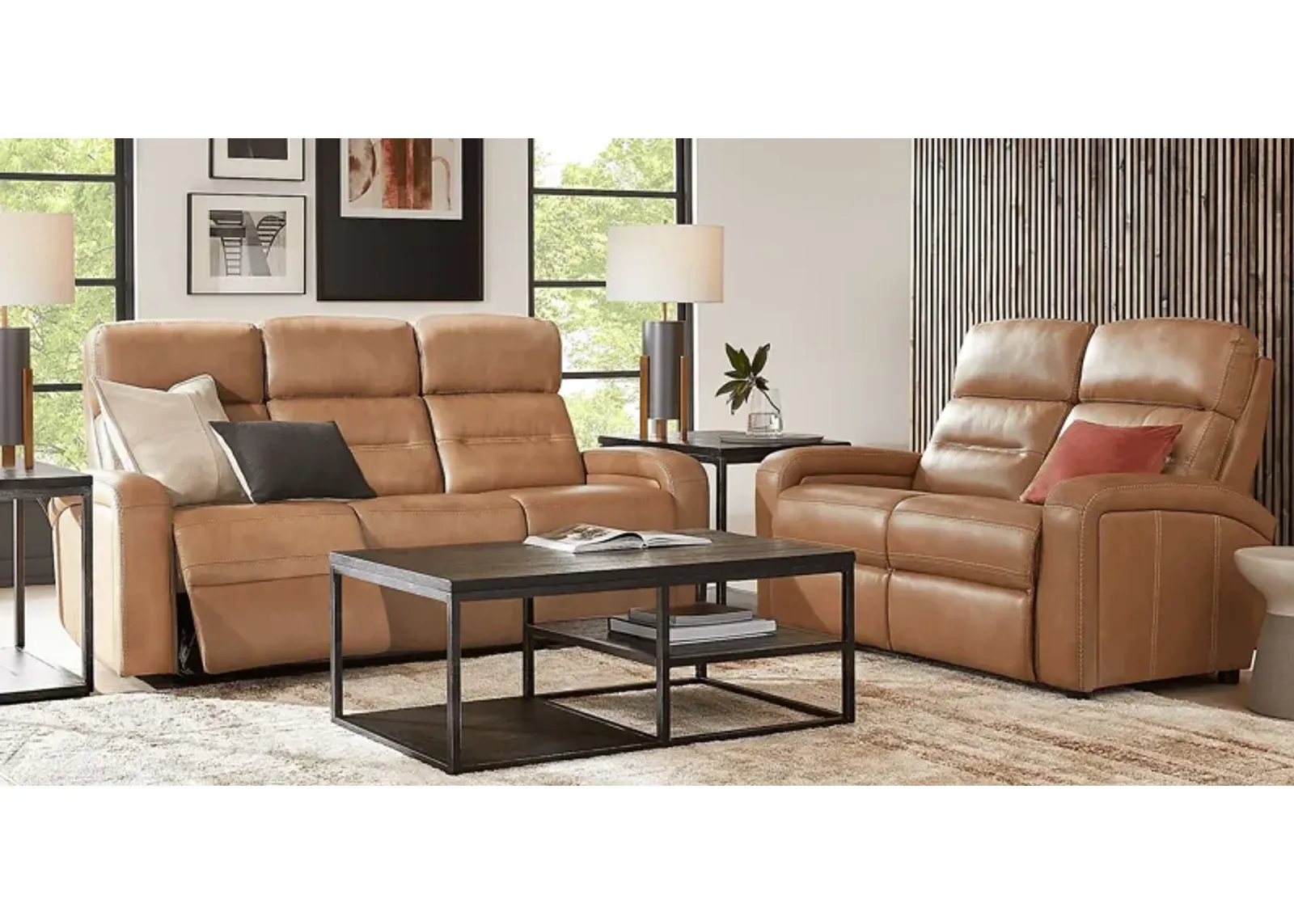 Sierra Madre Saddle Leather 5 Pc Living Room with Reclining Sofa