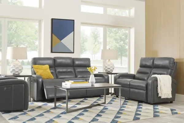 Sierra Madre Gray Leather 5 Pc Living Room with Reclining Sofa