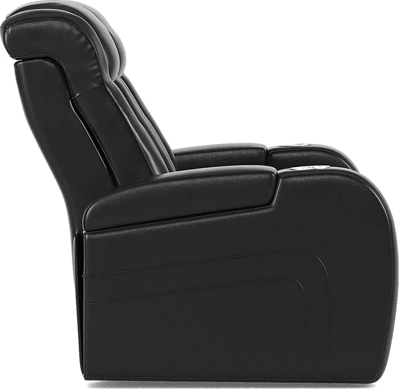 Cenova Black Leather 5 Pc Living Room with Dual Power Reclining Sofa