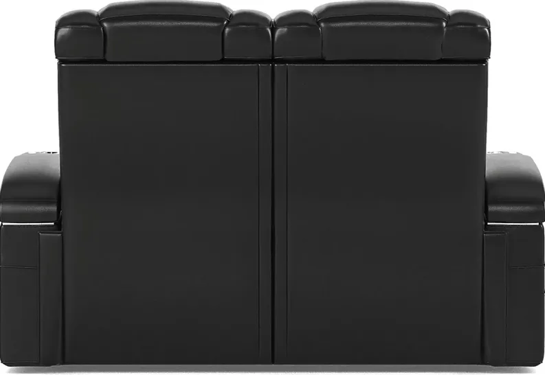 Cenova Black Leather 5 Pc Living Room with Dual Power Reclining Sofa