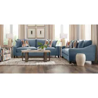 Cambria Blue 9 Pc Living Room with Gel Foam Sleeper Sofa