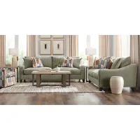 Cambria Sage 9 Pc Living Room with Gel Foam Sleeper Sofa