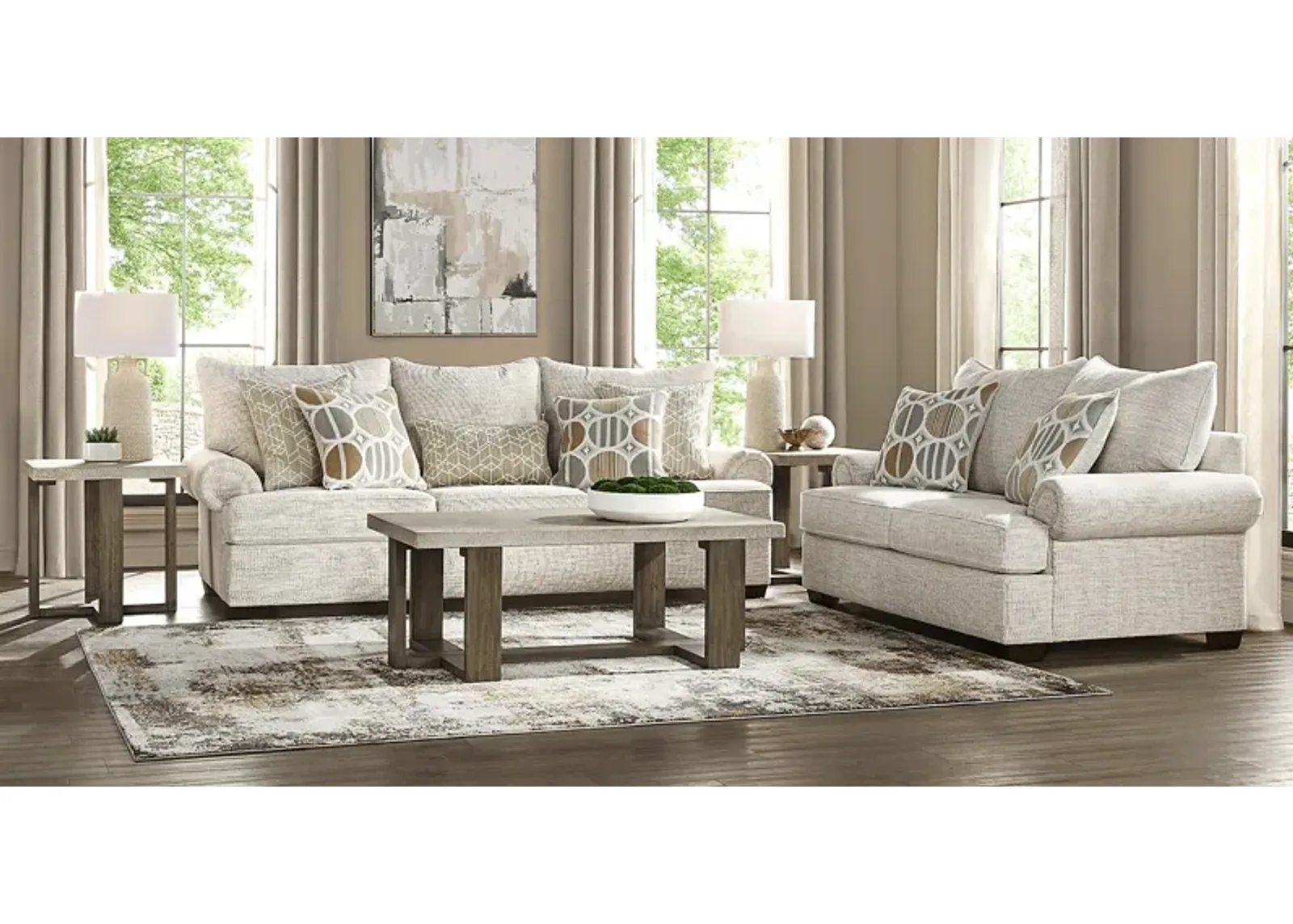 Reyna Point Ivory 7 Pc Living Room with Gel Foam Sleeper Sofa