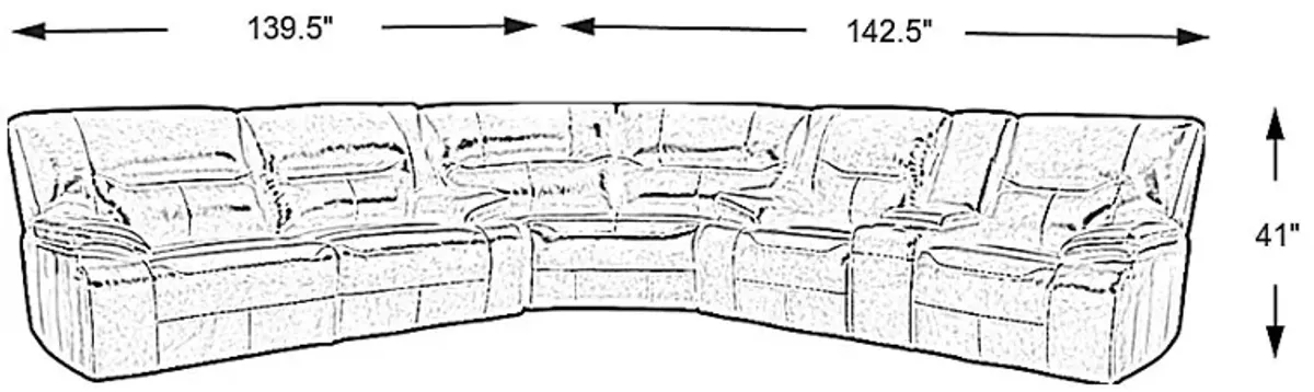 Caletta Gray 3 Pc Leather Reclining Sectional