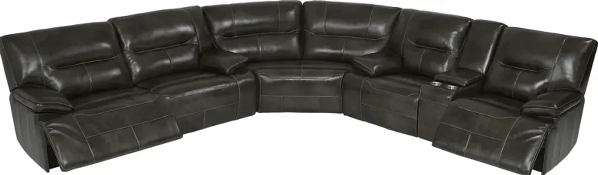 Caletta Gray 3 Pc Leather Reclining Sectional