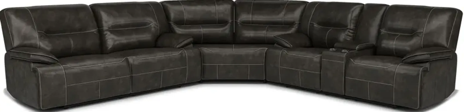 Caletta Gray 3 Pc Leather Reclining Sectional