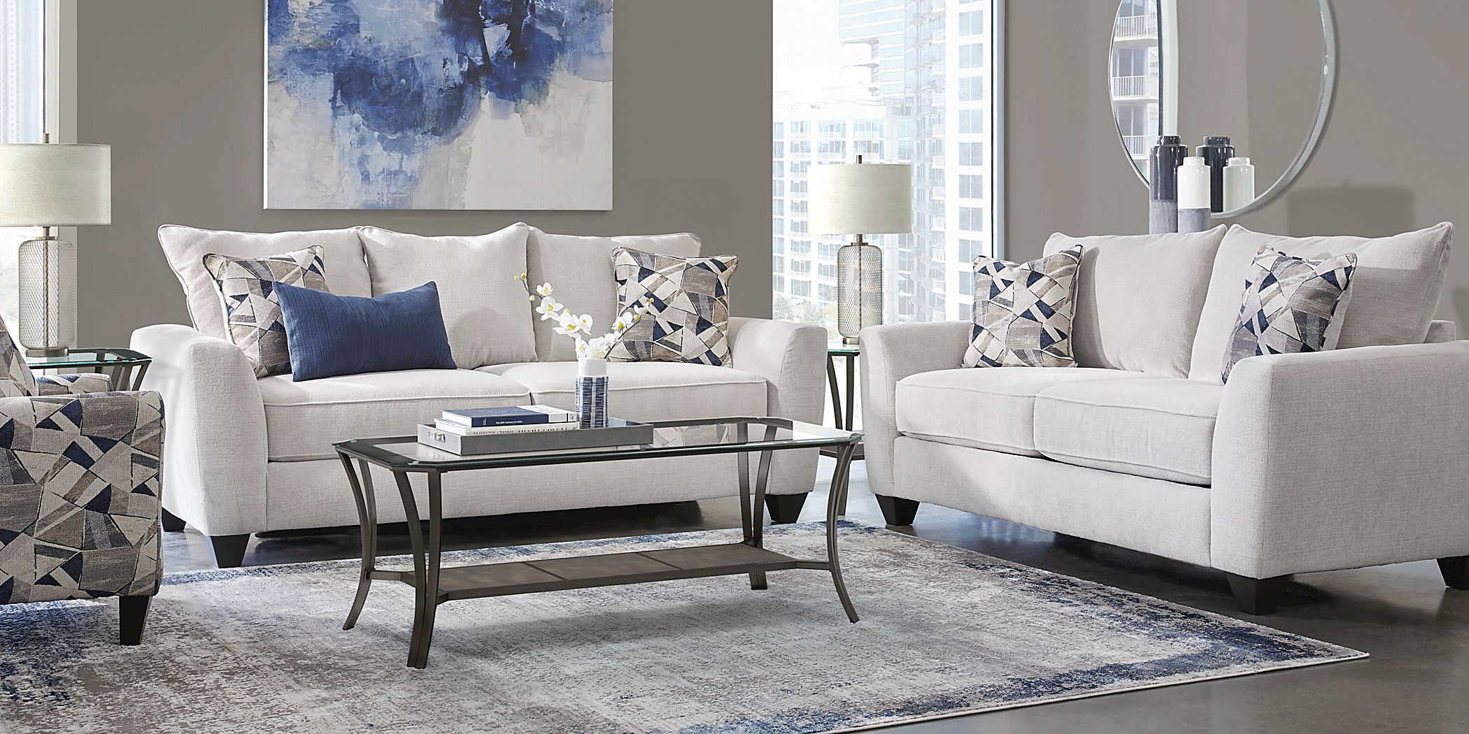 Sandia Heights Beige 8 Pc Living Room with Sleeper Sofa