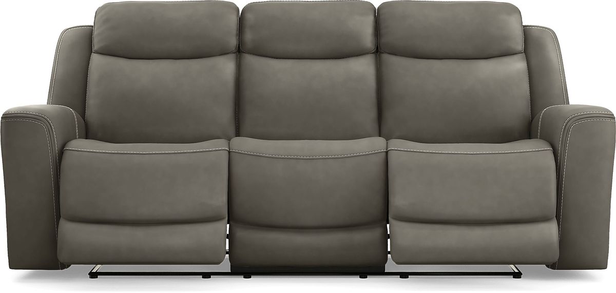 Davidson Dark Gray Leather 7 Pc Dual Power Reclining Living Room