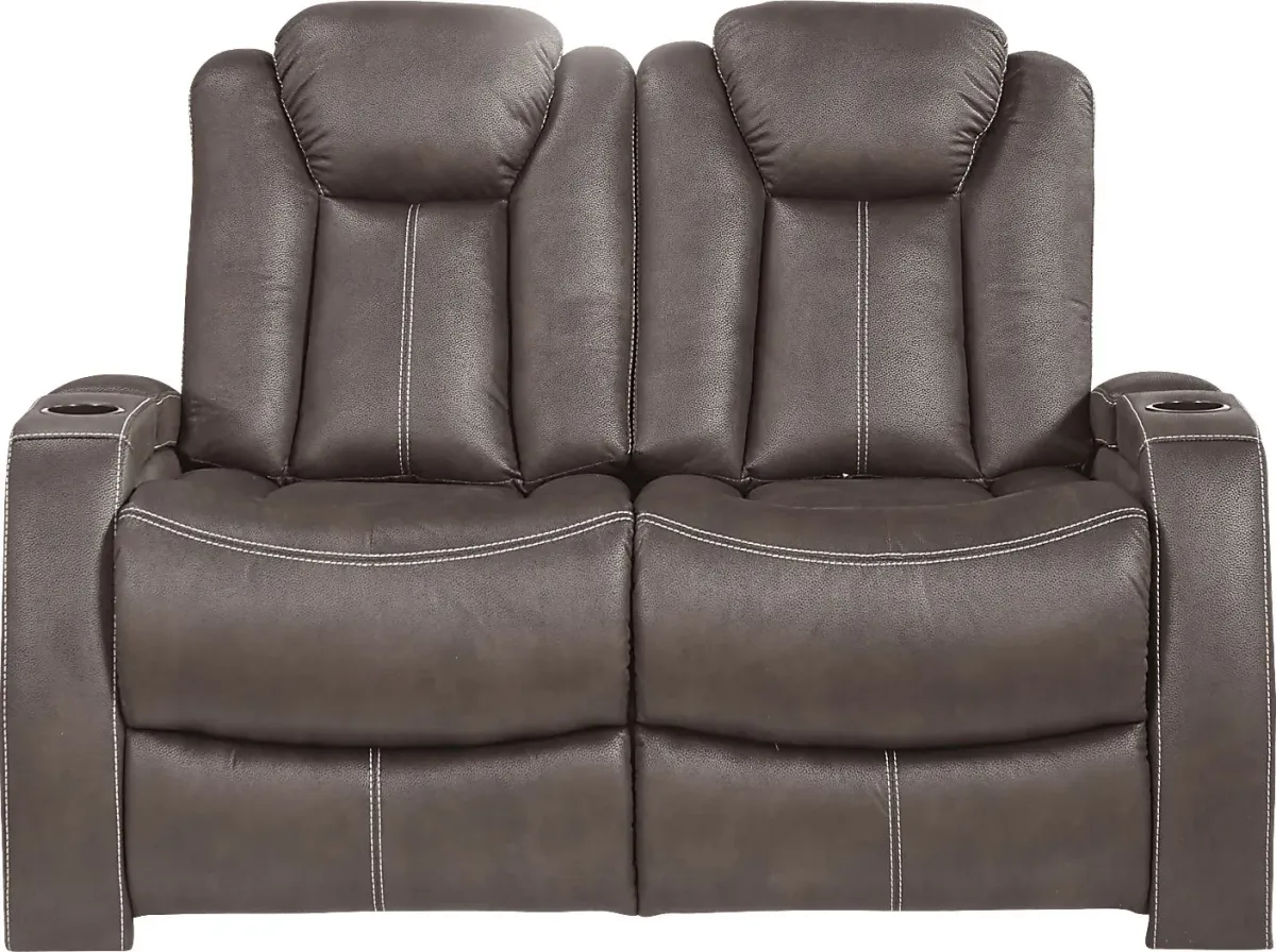 Crestline Brown 7 Pc Living Room with Dual Power Reclining Sofa