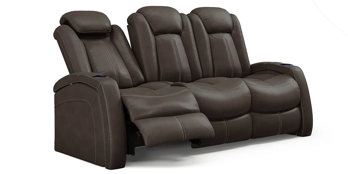 Crestline Brown 7 Pc Living Room with Dual Power Reclining Sofa