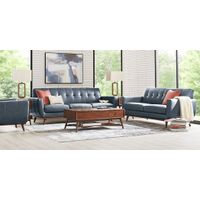 Greyson Blue Leather 5 Pc Living Room