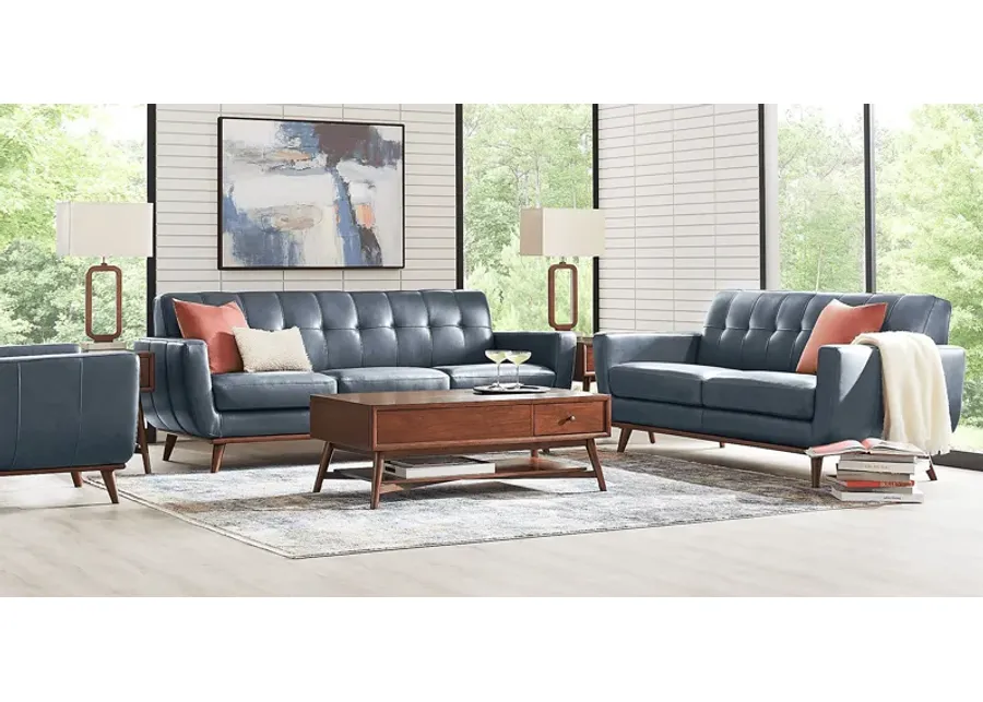 Greyson Blue Leather 5 Pc Living Room