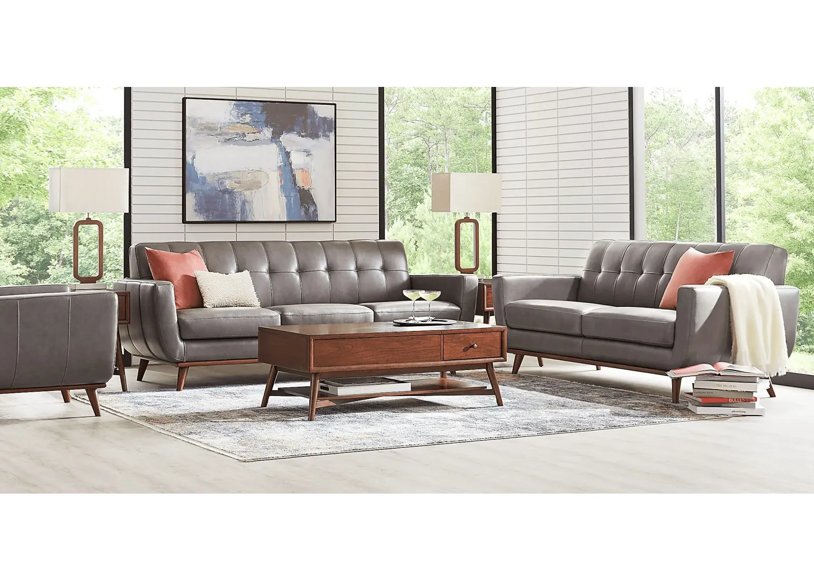 Greyson Gray Leather 5 Pc Living Room