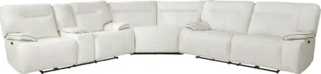 Bernsley White Leather 3 Pc Dual Power Reclining Sectional