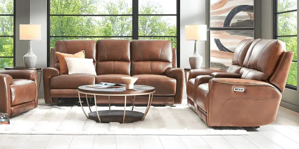 Fremont Brown Leather 5 Pc Dual Power Reclining Living Room