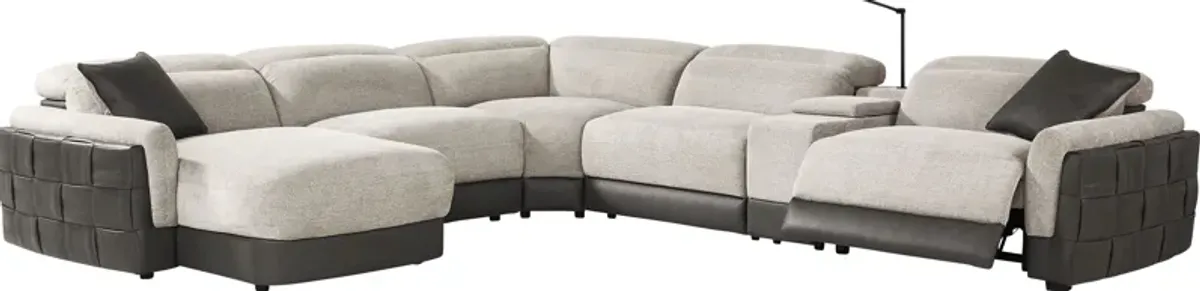 Seneca Falls Gray 6 Pc Dual Power Reclining Sectional