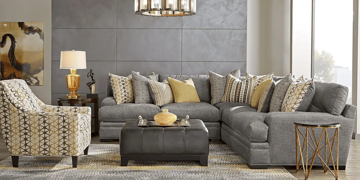 Palm Springs Silver 3 Pc Sectional