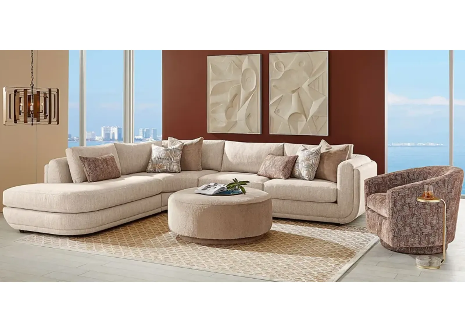 Wexley Beige 6 Pc Sectional Living Room