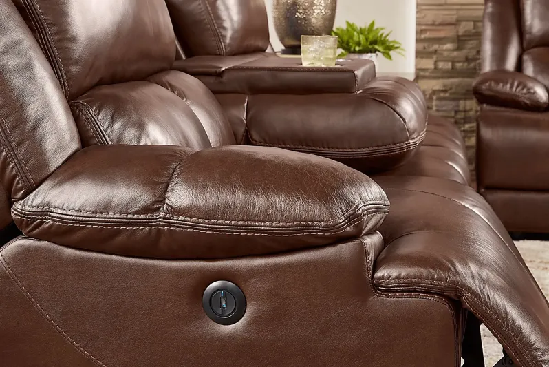 Montefano Brown Leather 7 Pc Reclining Living Room