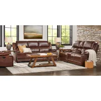 Montefano Brown Leather 7 Pc Reclining Living Room
