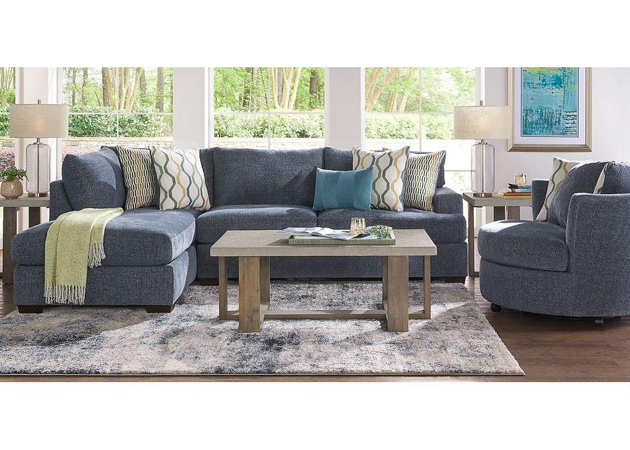 Briar Street Blue Chenille 6 Pc Sectional Living Room