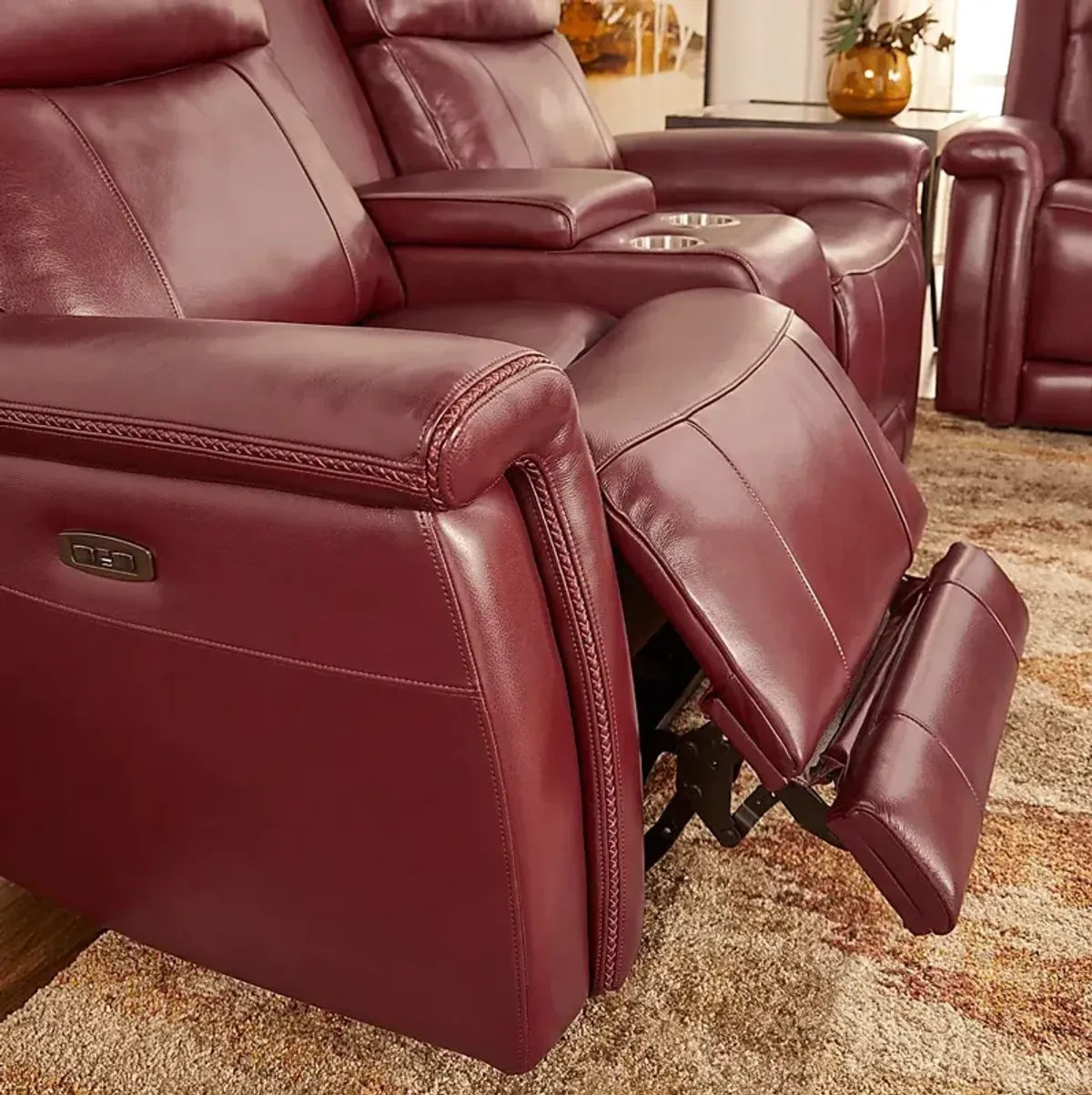 Orsini Red Leather 3 Pc Dual Power Reclining Living Room