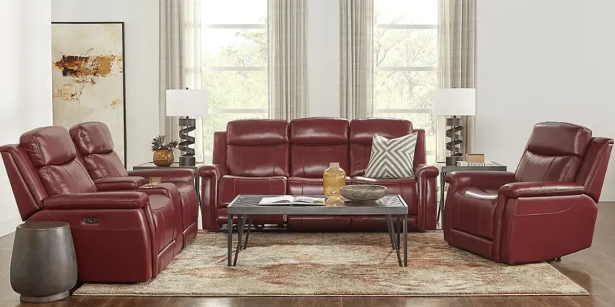 Orsini Red Leather 3 Pc Dual Power Reclining Living Room