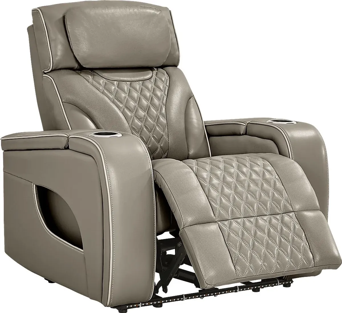 Horizon Ridge Beige Leather 3 Pc Triple Power Reclining Living Room with Massage and Heat