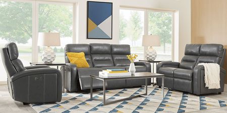 Sierra Madre Gray Leather 7 Pc Living Room with Reclining Sofa
