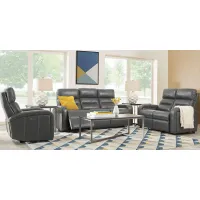Sierra Madre Gray Leather 7 Pc Living Room with Reclining Sofa
