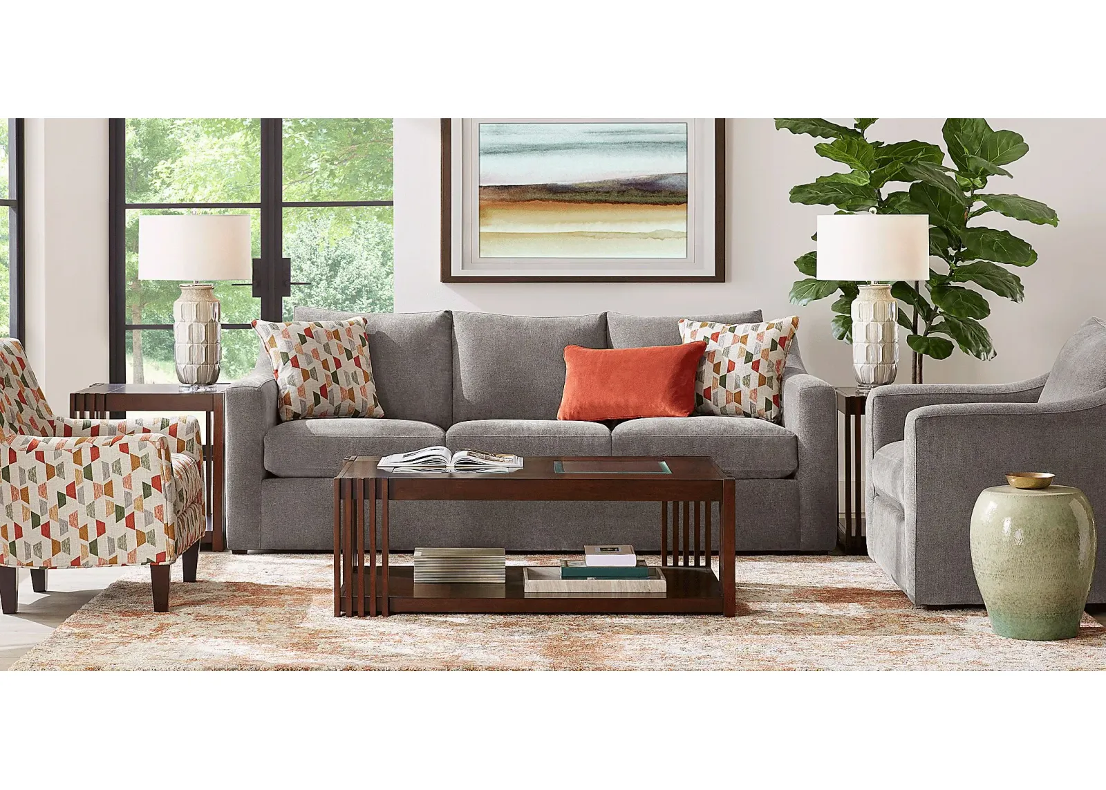 Lisbon Park Gray 7 Pc Living Room with Sleeper Sofa