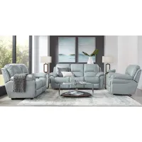 Vercelli Aqua Leather 2 Pc Power Reclining Living Room