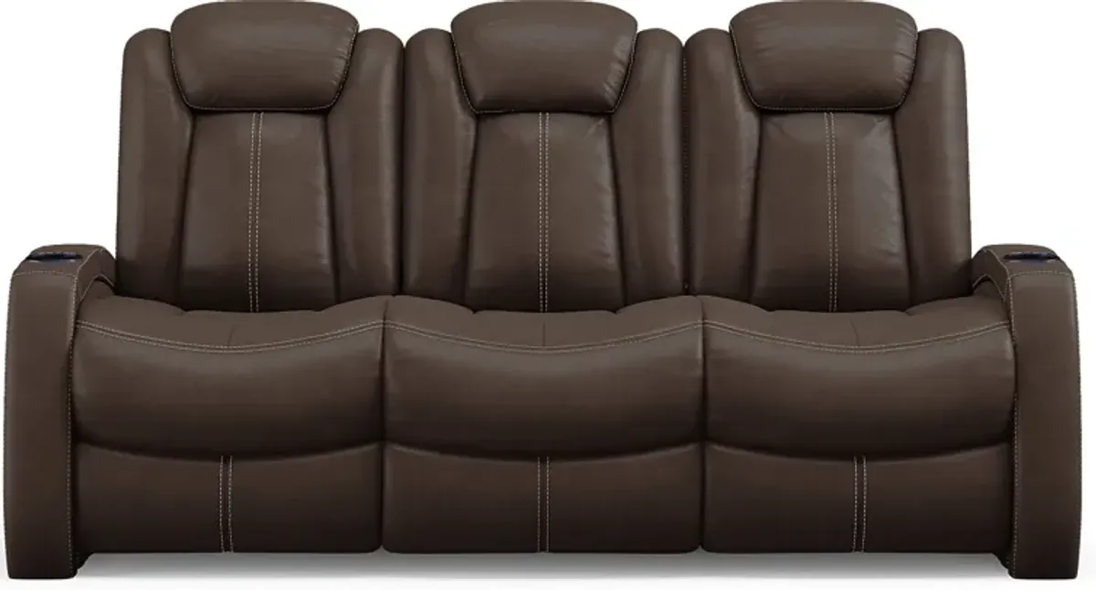 Crestline Brown 8 Pc Living Room with Dual Power Reclining Sofa