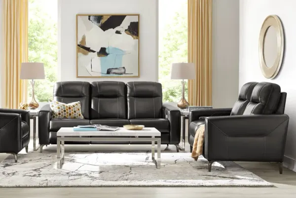 Parkside Heights Black Cherry Leather 3 Pc Dual Power Reclining Living Room