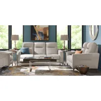 Parkside Heights Gray Leather 3 Pc Dual Power Reclining Living Room