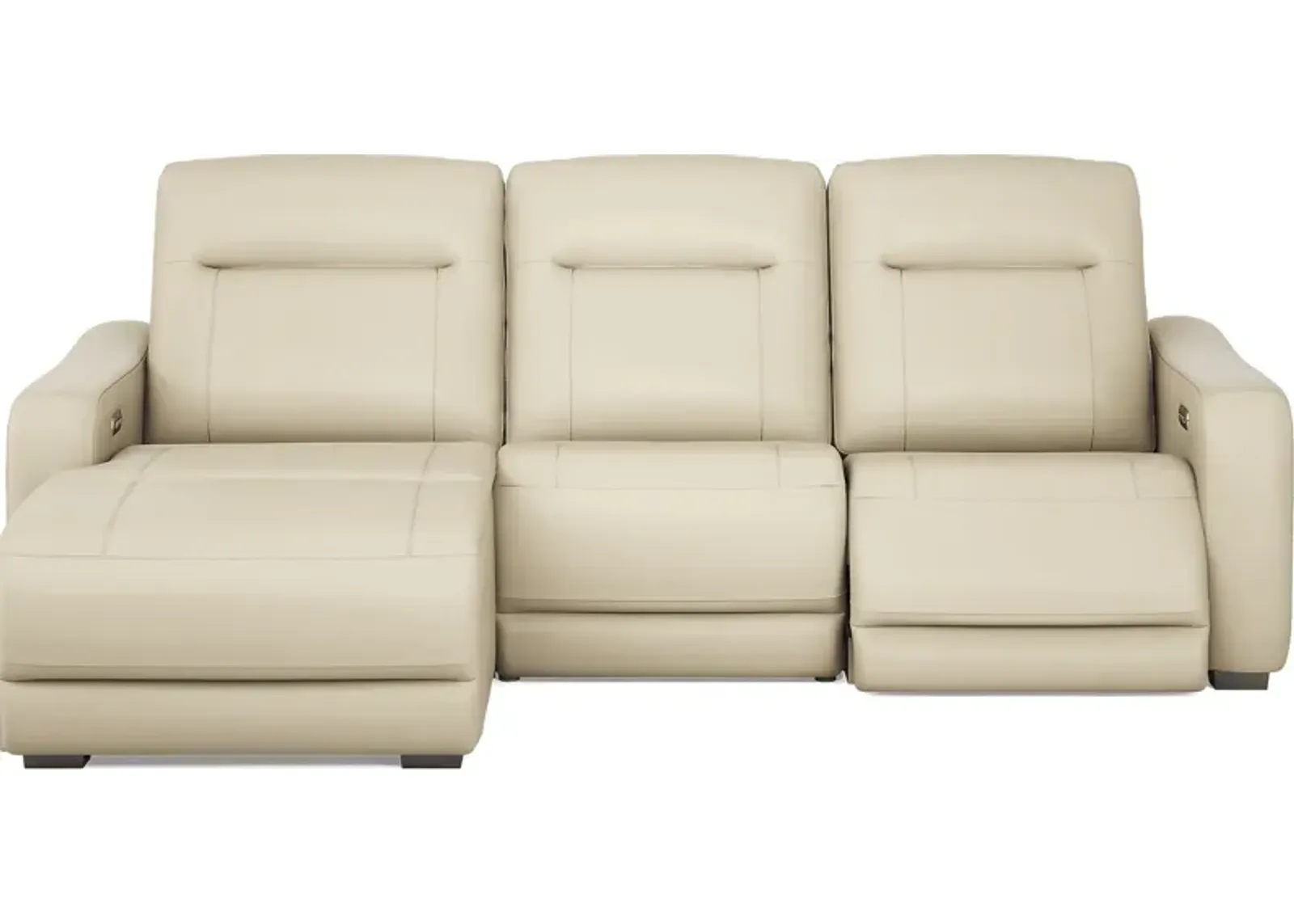 Newport Almond Leather 3 Pc Dual Power Reclining Sectional