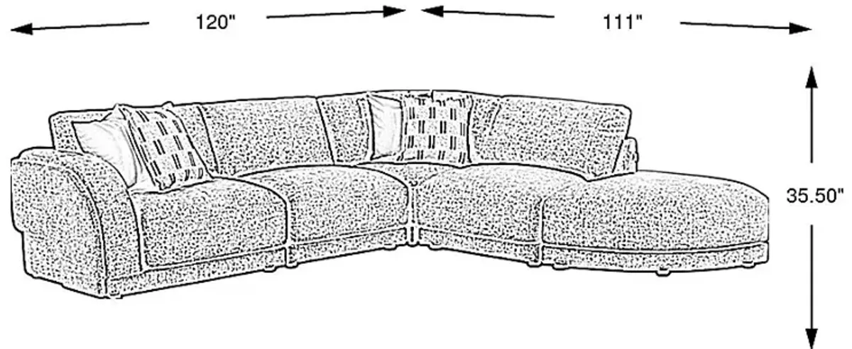 Latham Court Gray 5 Pc Sectional