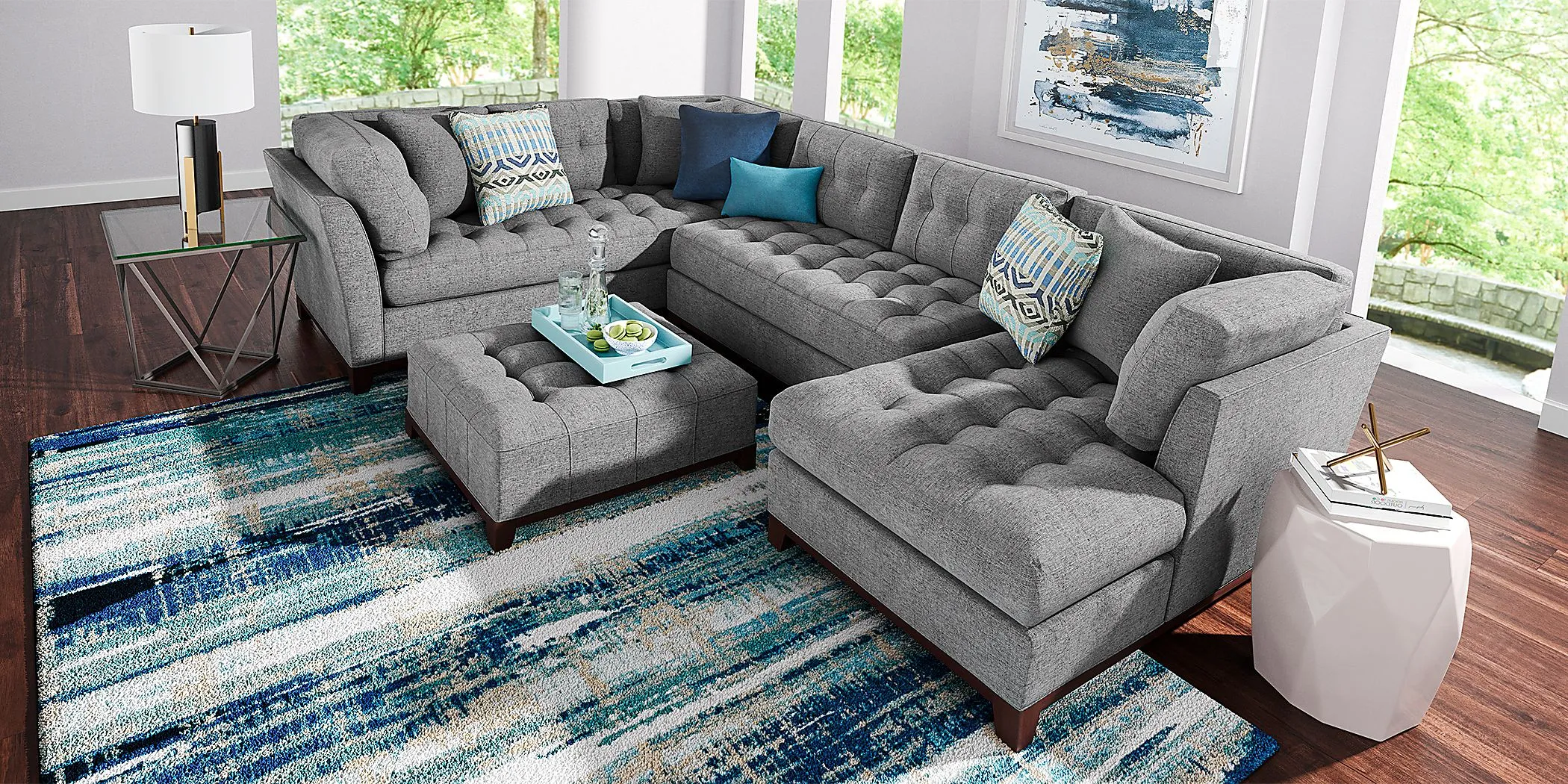 Cindy Crawford Home Metropolis Way Granite Textured 3 Pc Sectional