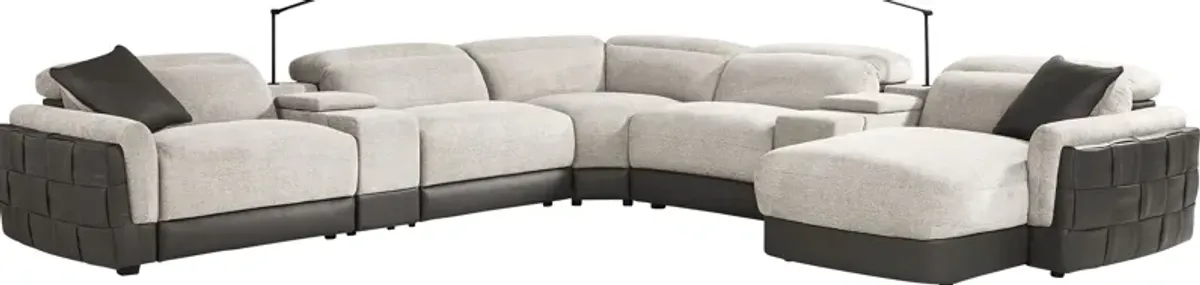 Seneca Falls Gray 7 Pc Dual Power Sectional