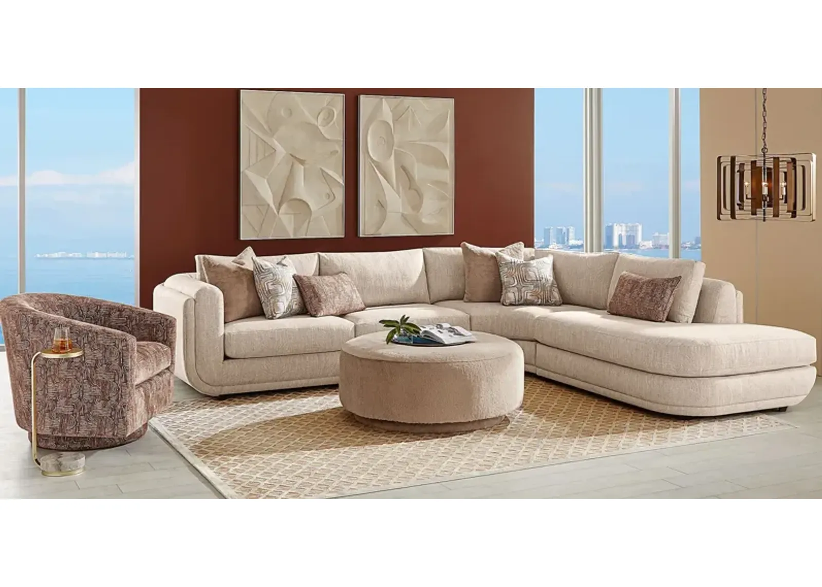 Wexley Beige 6 Pc Sectional Living Room