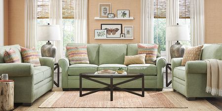 Bellingham Celadon Textured Chenille 7 Pc Living Room w/Sleeper Sofa