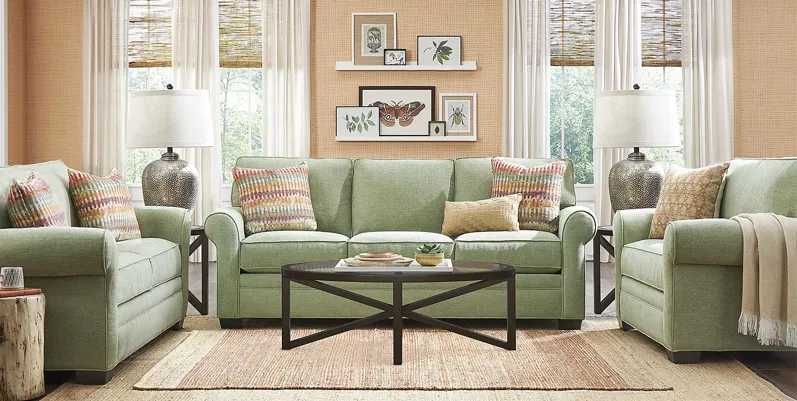 Bellingham Celadon Textured Chenille 7 Pc Living Room w/Sleeper Sofa