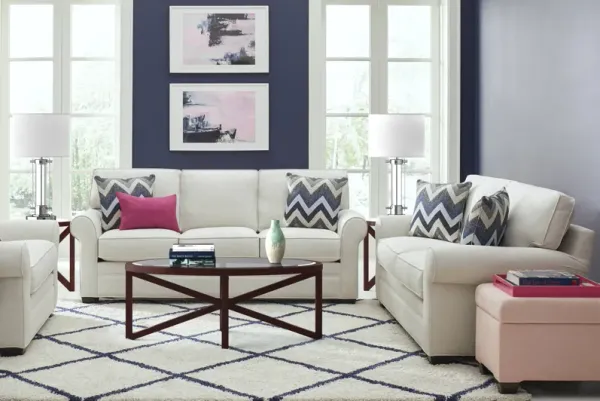 Bellingham Off-White Textured 7 Pc Living Room with Sleeper Sofa