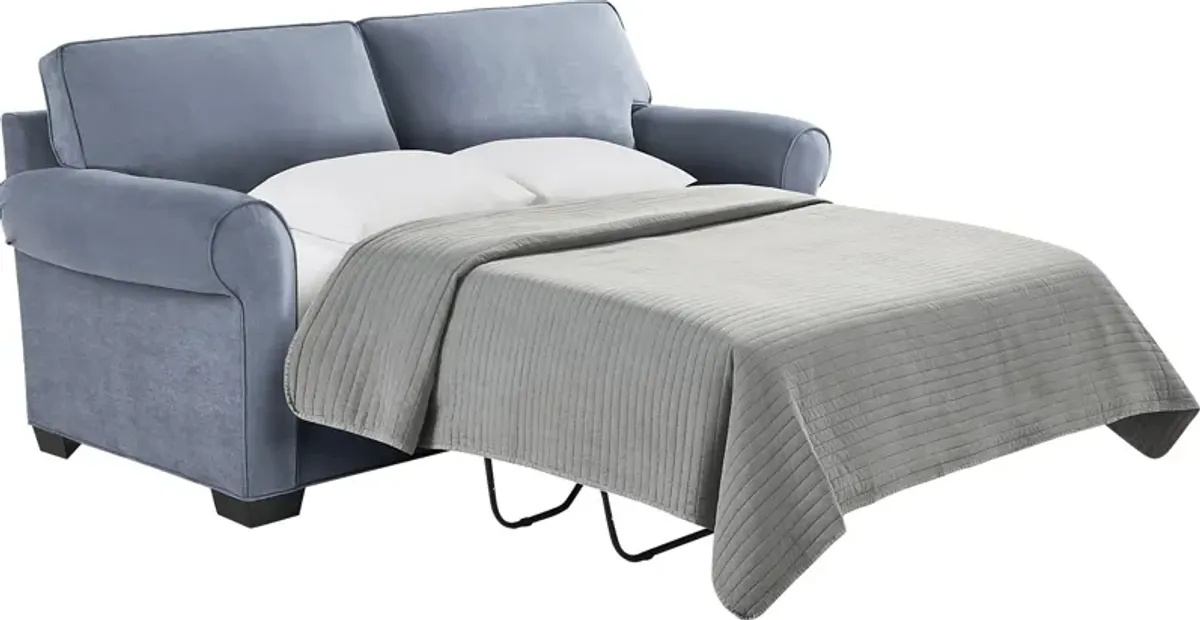 Bellingham Blue Microfiber Sleeper Loveseat