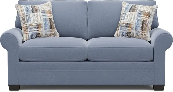 Bellingham Blue Microfiber Sleeper Loveseat