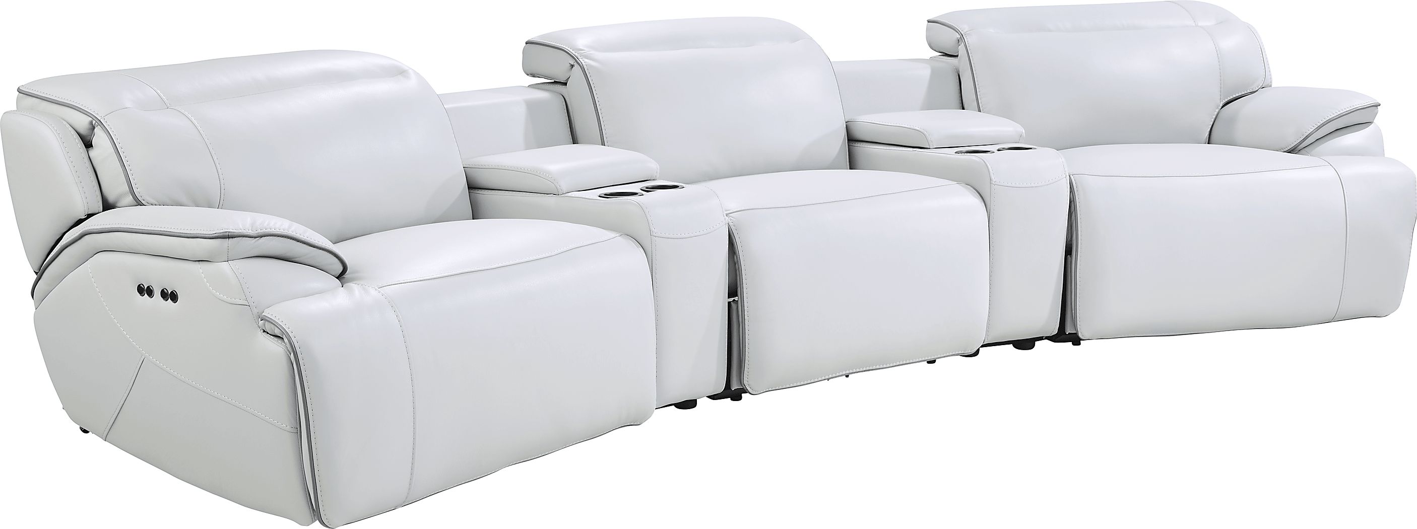 Livata Gray Leather 8 Pc Dual Power Reclining Home Theater Sectional