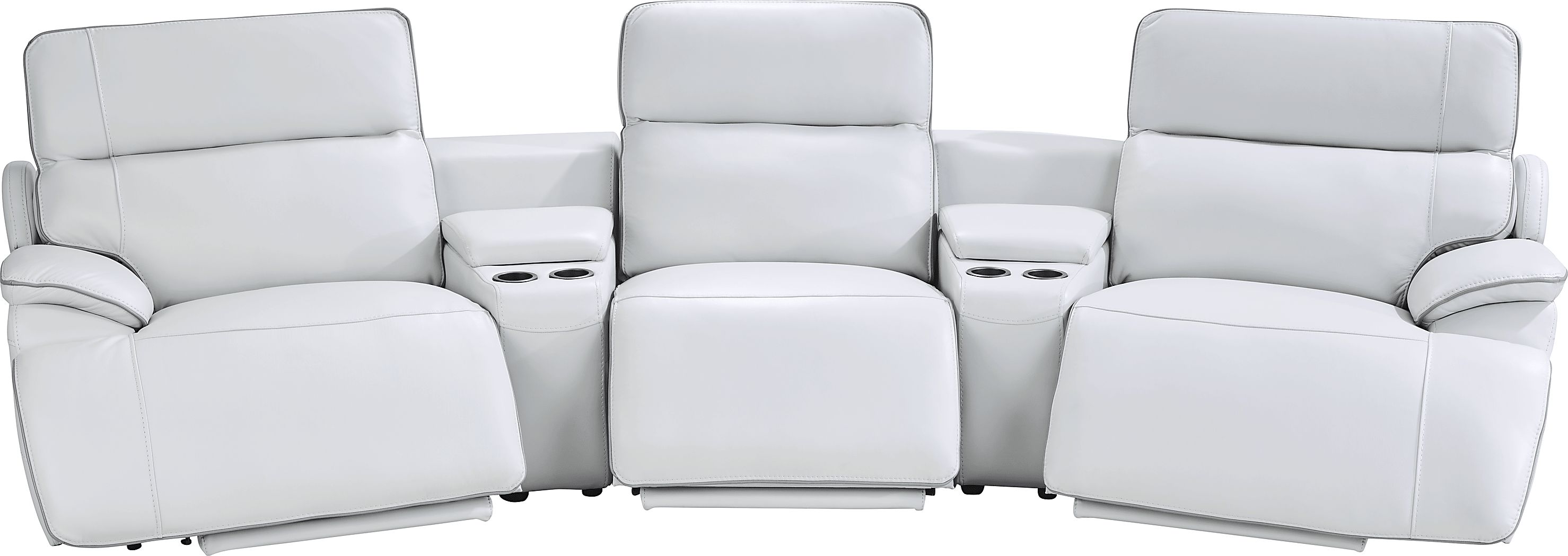 Livata Gray Leather 8 Pc Dual Power Reclining Home Theater Sectional