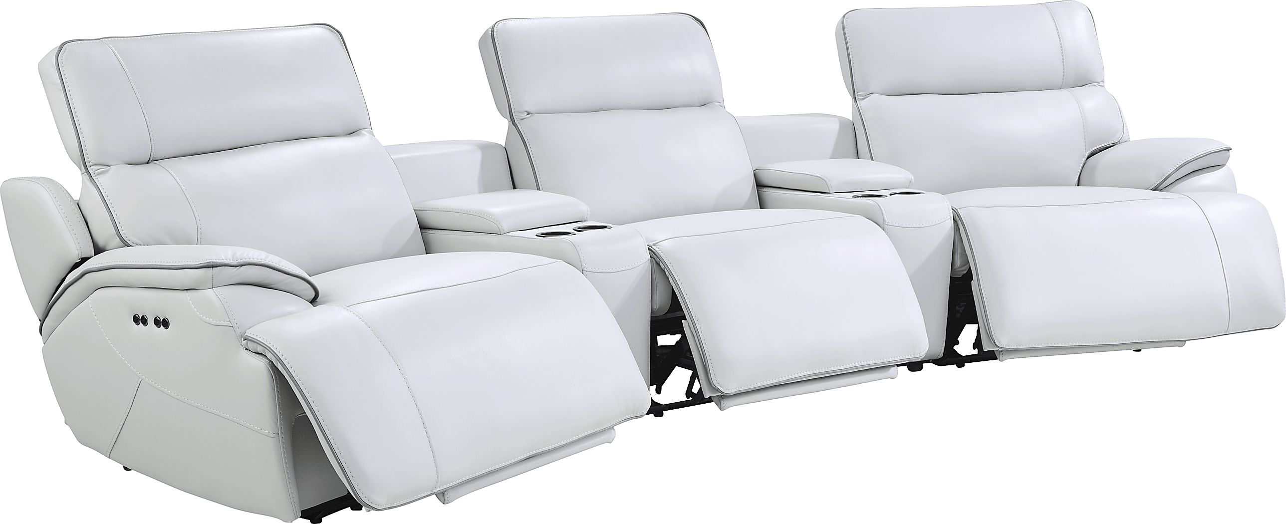 Livata Gray Leather 8 Pc Dual Power Reclining Home Theater Sectional Living Room