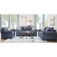 Bellingham Sapphire Textured Chenille 7 Pc Living Room with Gel Foam Sleeper Sofa