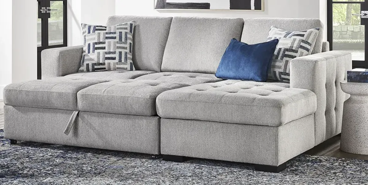 Geneva Gray 2 Pc Sleeper Sectional